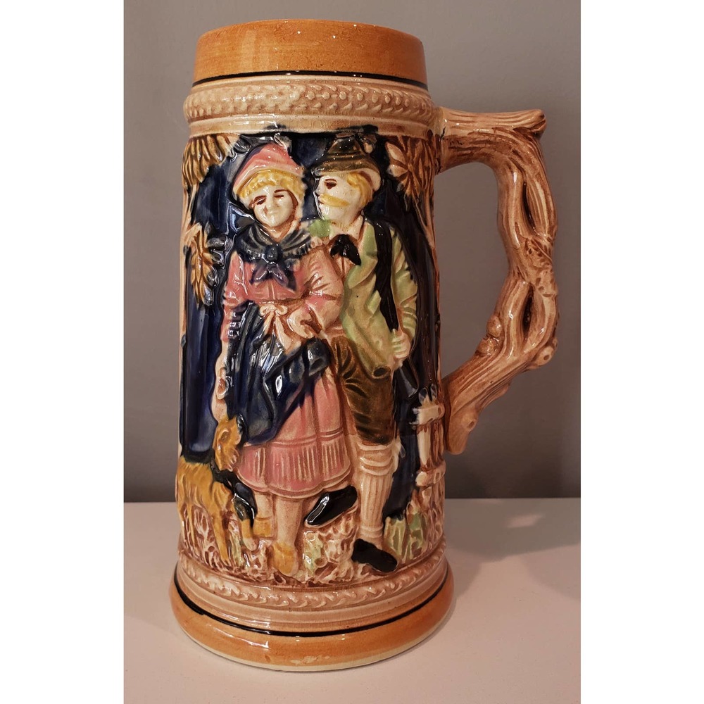 Japanese Stein - Male and Female Figure - Ceramic -